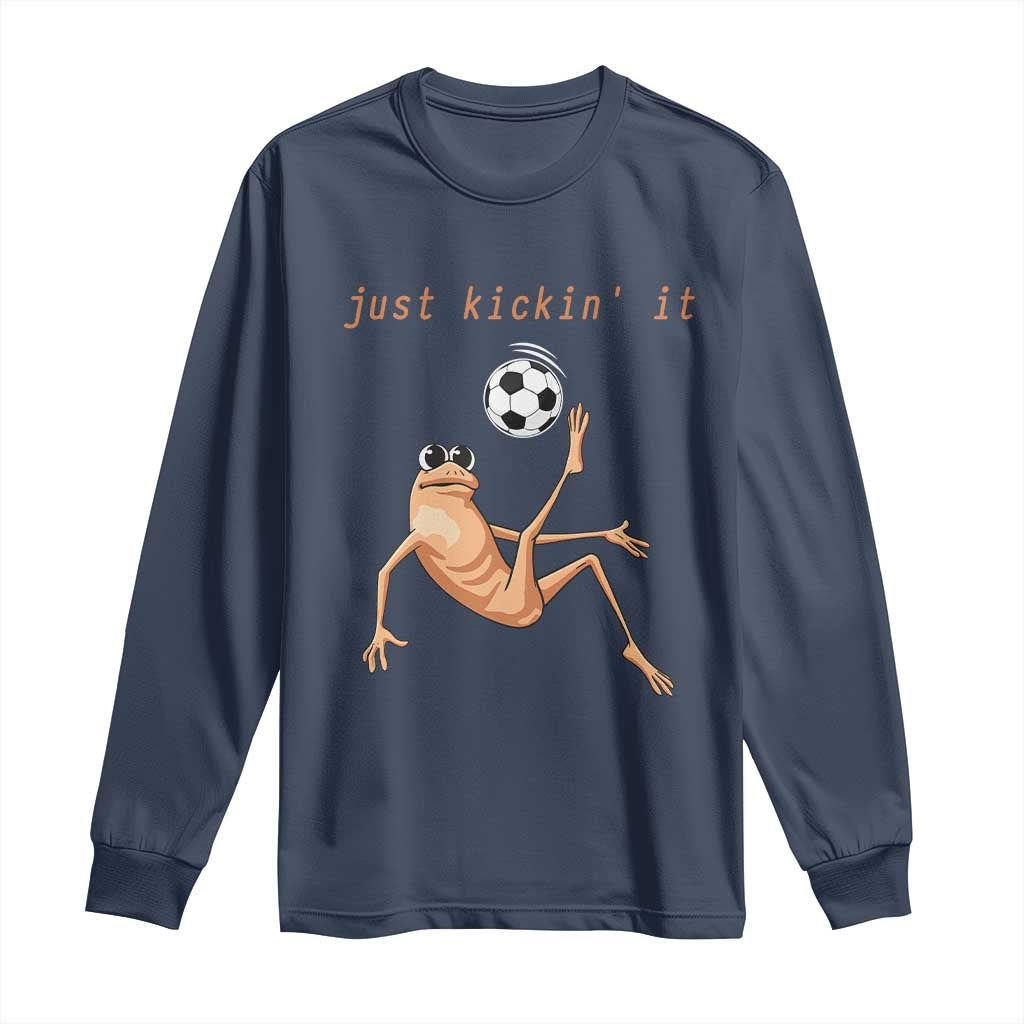 Funny Marcus The Worm Soccer Lover Long Sleeve Shirt Just Kickin It TS12 Navy Print Your Wear