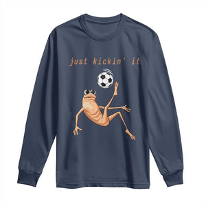 Funny Marcus The Worm Soccer Lover Long Sleeve Shirt Just Kickin It TS12 Navy Print Your Wear