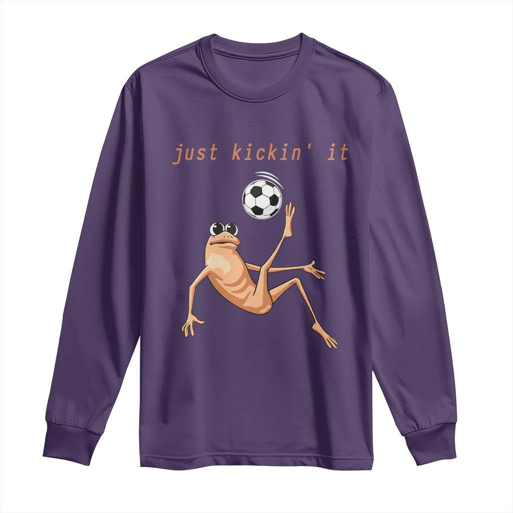 Funny Marcus The Worm Soccer Lover Long Sleeve Shirt Just Kickin It TS12 Purple Print Your Wear