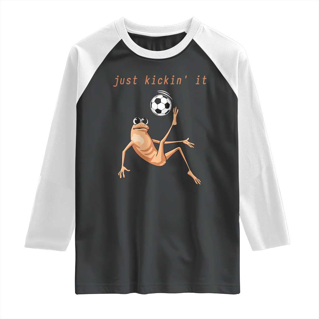 Funny Marcus The Worm Soccer Lover Raglan Shirt Just Kickin It TS12 Black White Print Your Wear
