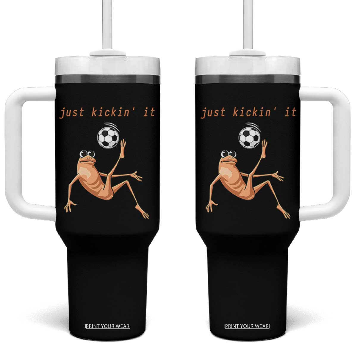 Funny Marcus The Worm Soccer Lover Tumbler With Handle Just Kickin It TS12 One Size: 40 oz Black Print Your Wear