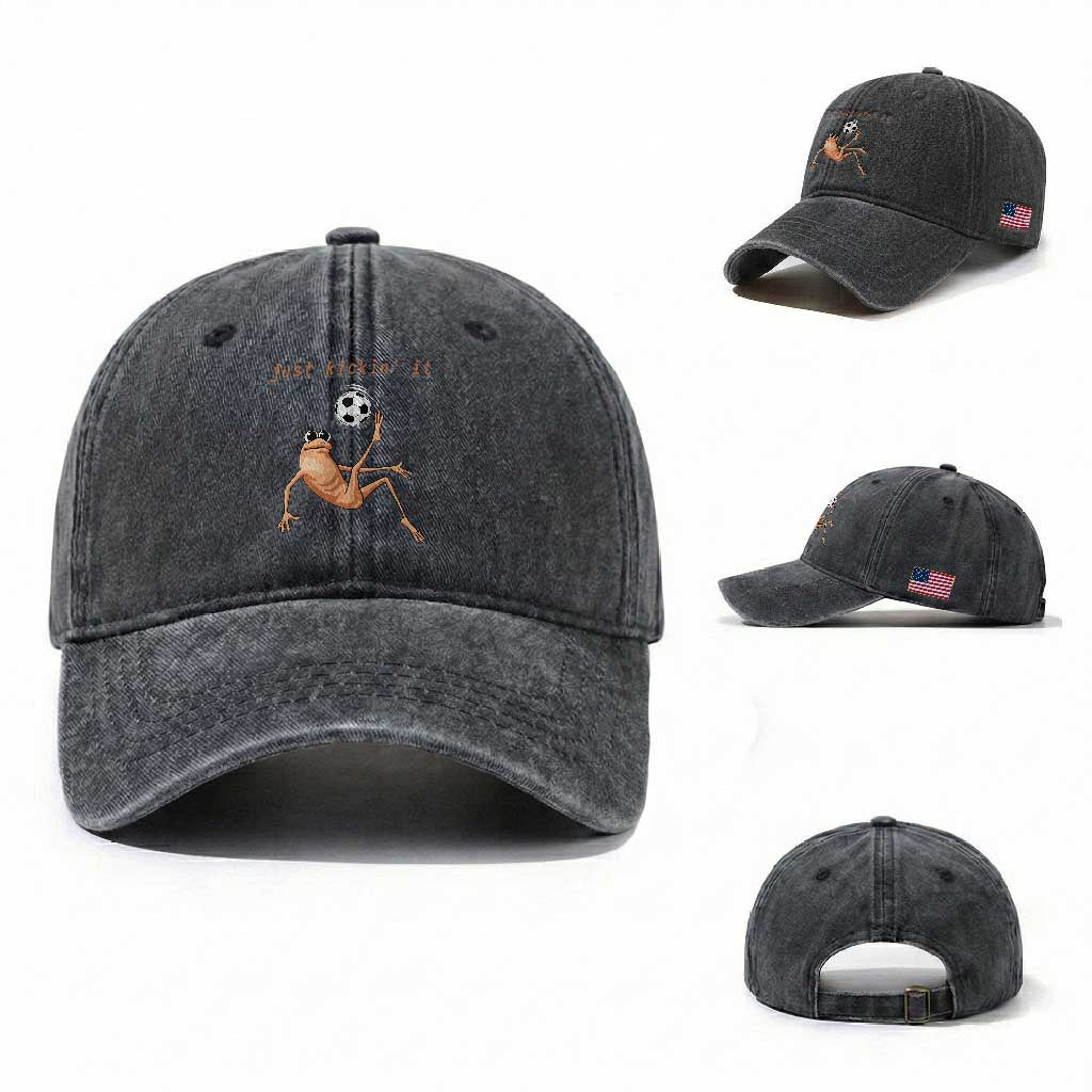 Funny Marcus The Worm Soccer Lover Washed Cotton Baseball Cap Just Kickin It TS12 Washed Cap Universal Fit Dark Gray Print Your Wear