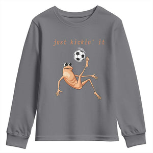 Funny Marcus The Worm Soccer Lover Youth Sweatshirt Just Kickin It TS12 Charcoal Print Your Wear