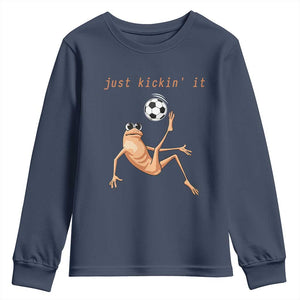 Funny Marcus The Worm Soccer Lover Youth Sweatshirt Just Kickin It TS12 Navy Print Your Wear