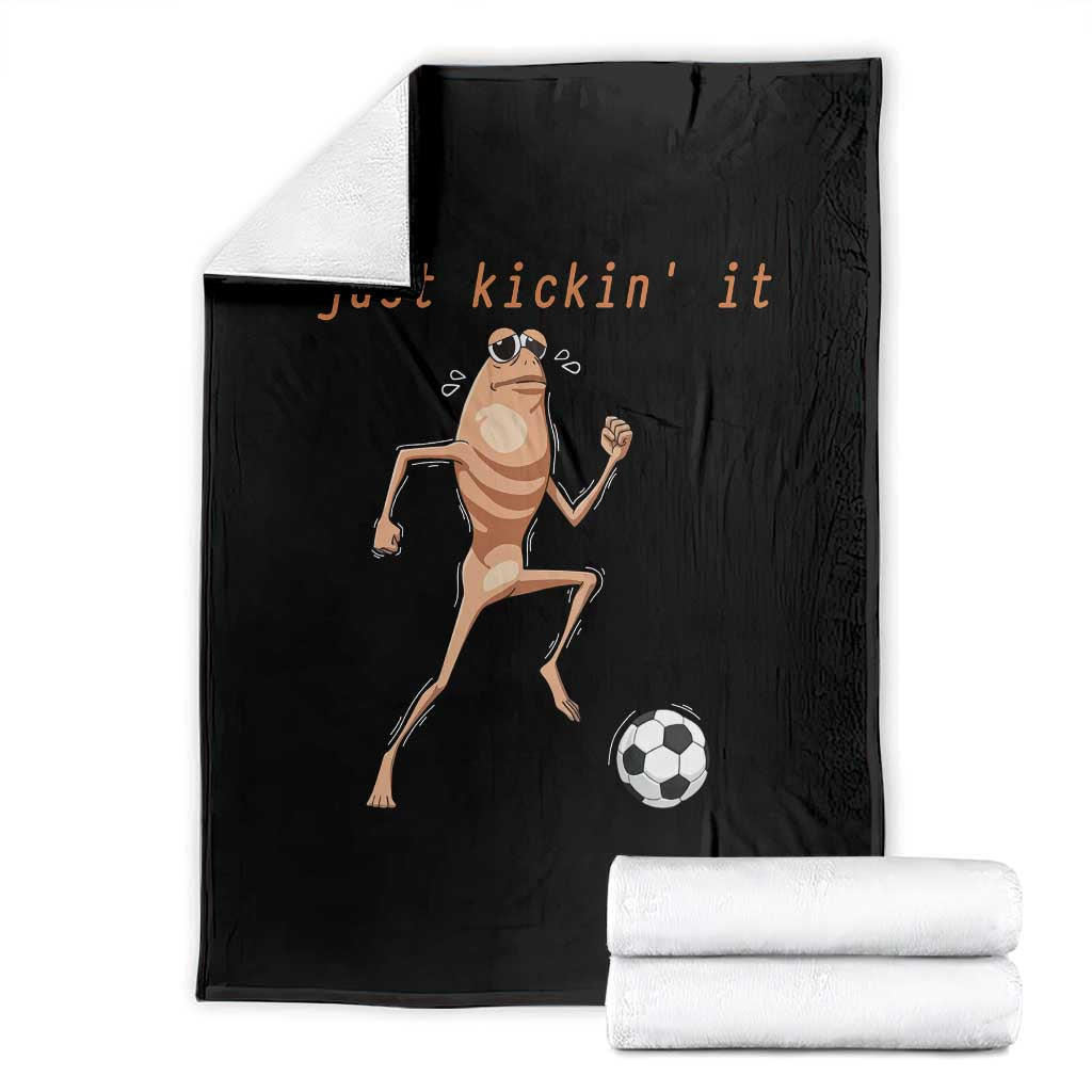 Just Kickin It Throw Blanket Funny Marcus The Worm Soccer Meme TS12 Black Print Your Wear