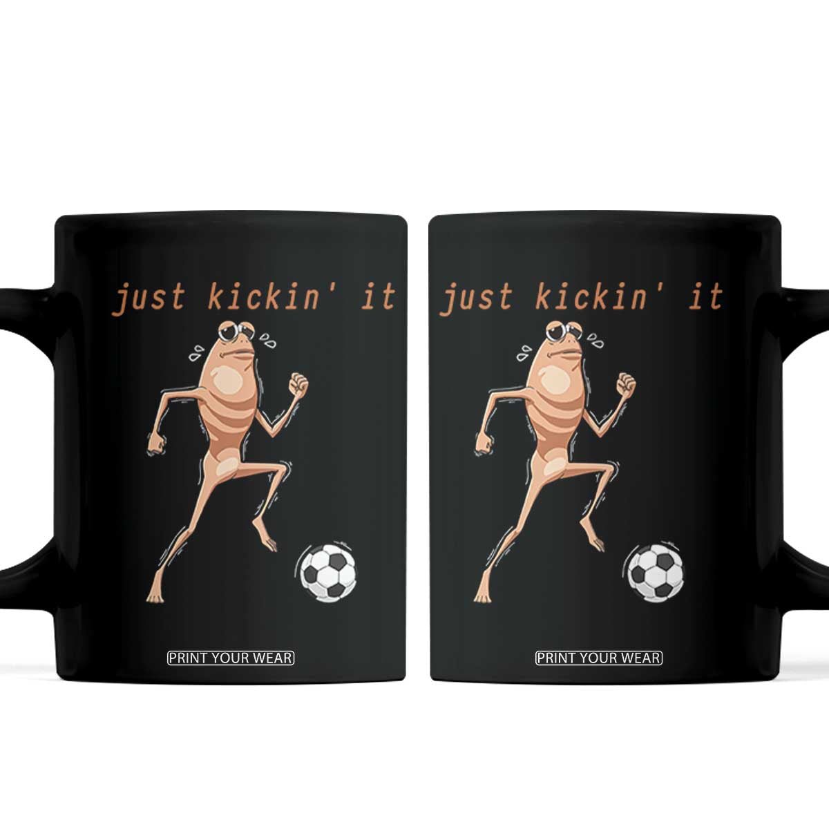 Just Kickin It Coffee Mug Funny Marcus The Worm Soccer Meme TS12 Black Print Your Wear
