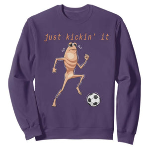 Just Kickin It Sweatshirt Funny Marcus The Worm Soccer Meme TS12 Purple Print Your Wear