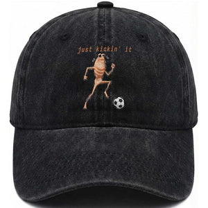 Just Kickin It Washed Cotton Baseball Cap Funny Marcus The Worm Soccer Meme TS12 Print Your Wear