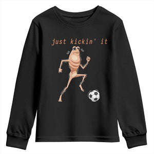 Just Kickin It Youth Sweatshirt Funny Marcus The Worm Soccer Meme TS12 Black Print Your Wear