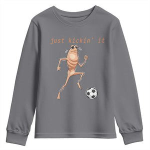 Just Kickin It Youth Sweatshirt Funny Marcus The Worm Soccer Meme TS12 Charcoal Print Your Wear