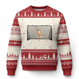 Funny Marcus The Worm Soccer Goalkeeper Gift Ugly Christmas Sweater TS12 Beige Red Print Your Wear