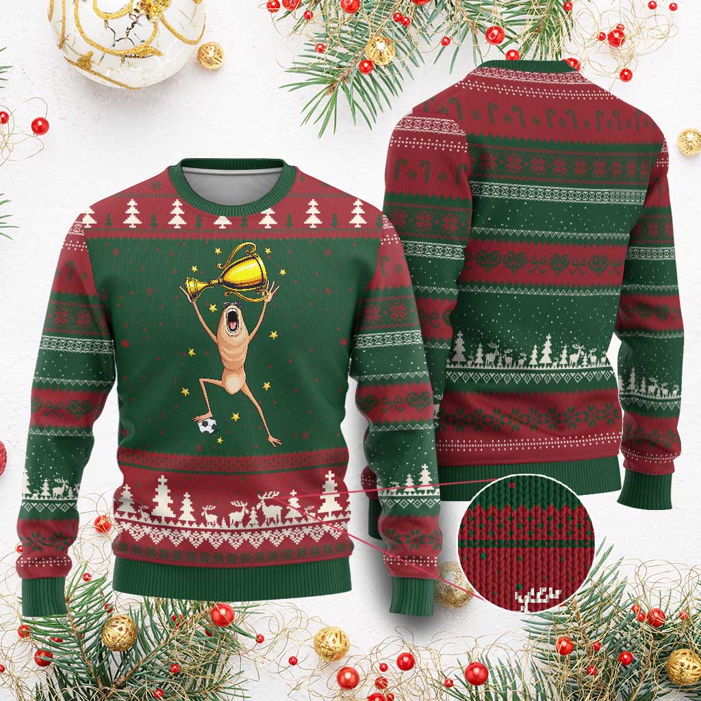 Funny Marcus The Worm Soccer Champion Ugly Christmas Sweater Soccer Lover TS12 Red Green Print Your Wear