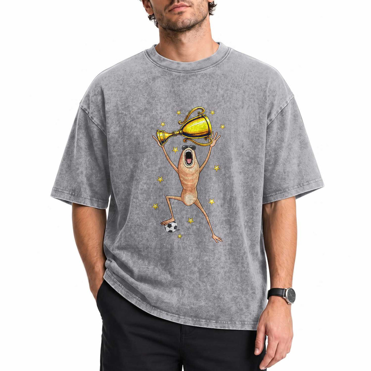 Funny Marcus The Worm Soccer Champion Washed Cotton T-Shirt Soccer Lover
