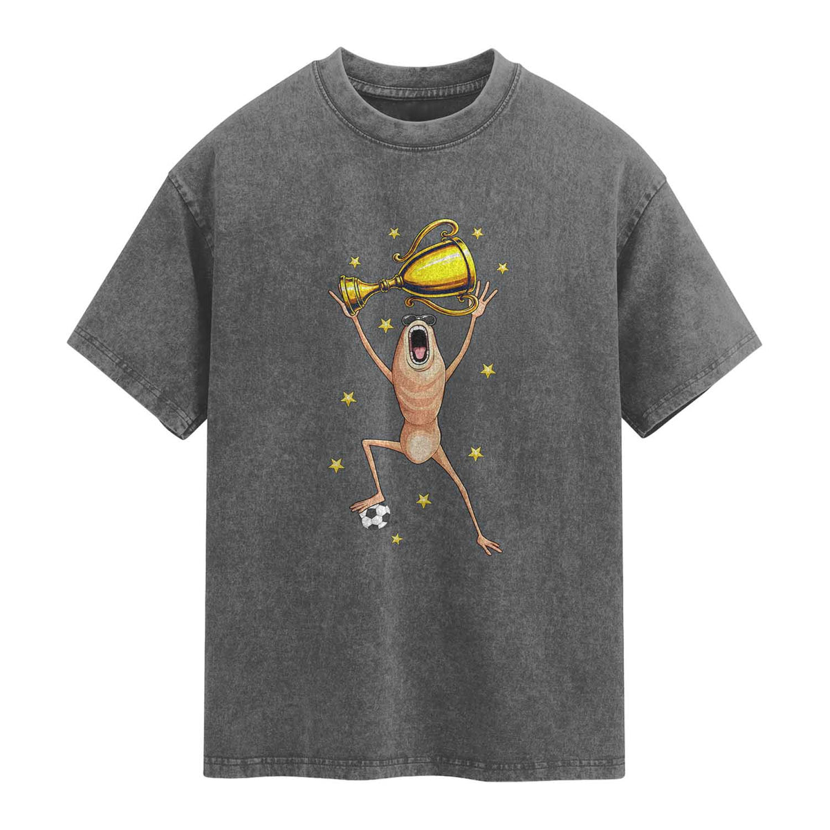 Funny Marcus The Worm Soccer Champion Washed Cotton T-Shirt Soccer Lover