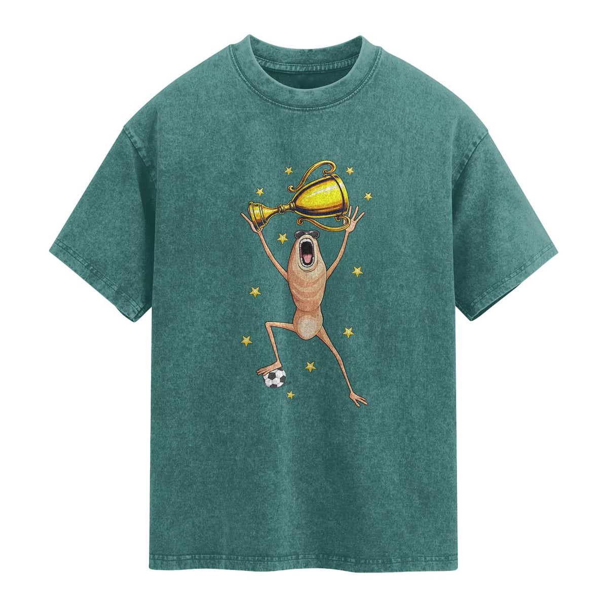 Funny Marcus The Worm Soccer Champion Washed Cotton T-Shirt Soccer Lover
