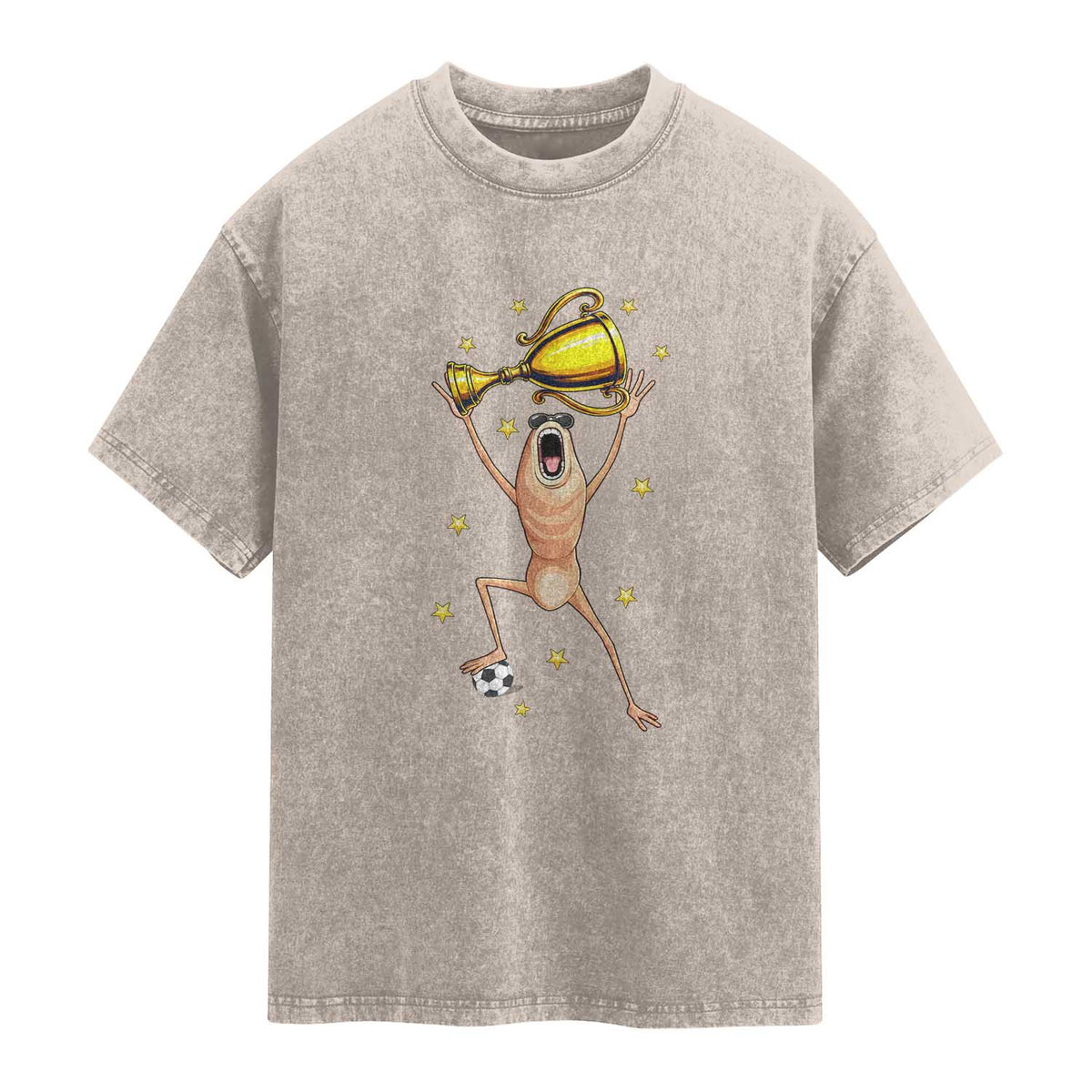 Funny Marcus The Worm Soccer Champion Washed Cotton T-Shirt Soccer Lover