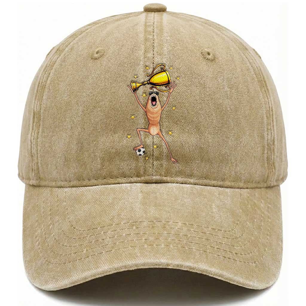 Funny Marcus The Worm Soccer Champion Washed Cotton Baseball Cap Soccer Lover TS12 Print Your Wear