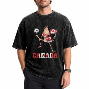 Funny Marcus The Worm Washed Cotton T-Shirt Canadian Pride Soccer Gift