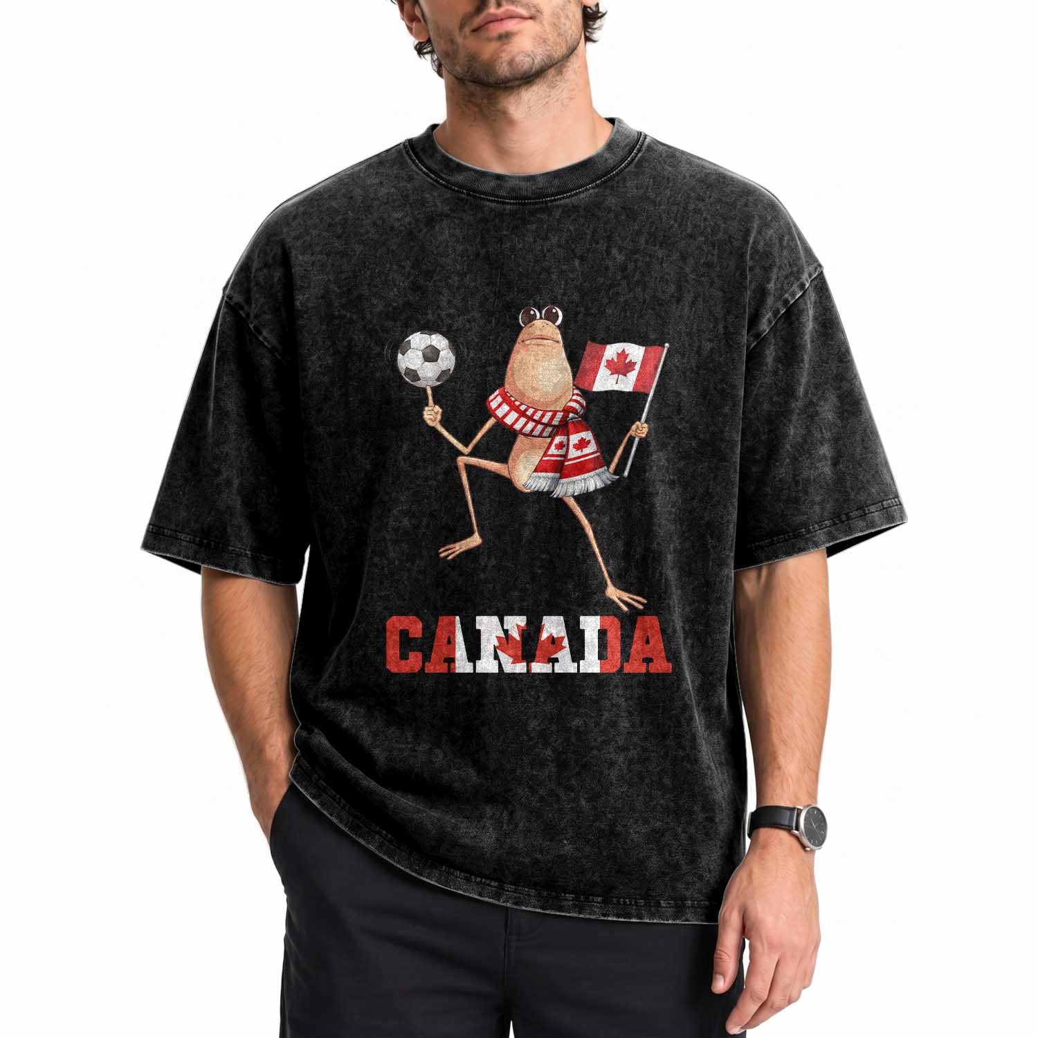Funny Marcus The Worm Washed Cotton T-Shirt Canadian Pride Soccer Gift