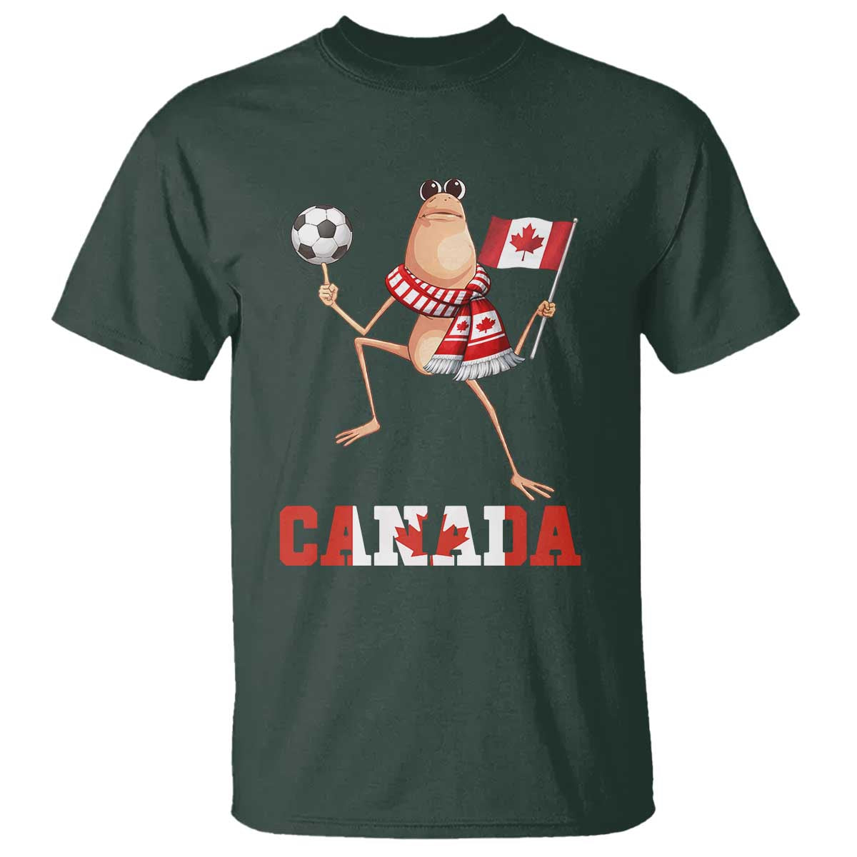 Funny Marcus The Worm T Shirt Canadian Pride Soccer Gift TS12 Dark Forest Green Print Your Wear