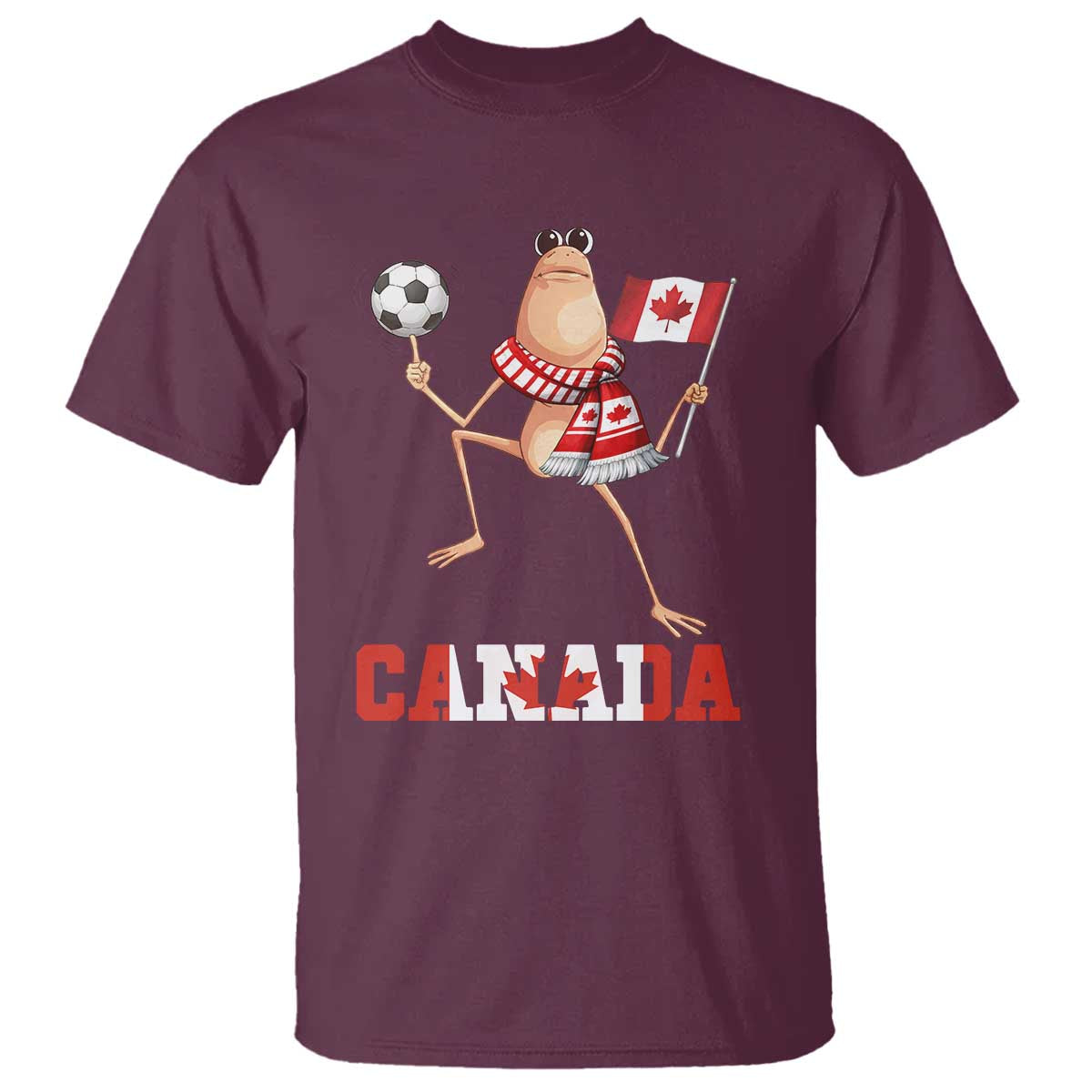 Funny Marcus The Worm T Shirt Canadian Pride Soccer Gift TS12 Maroon Print Your Wear