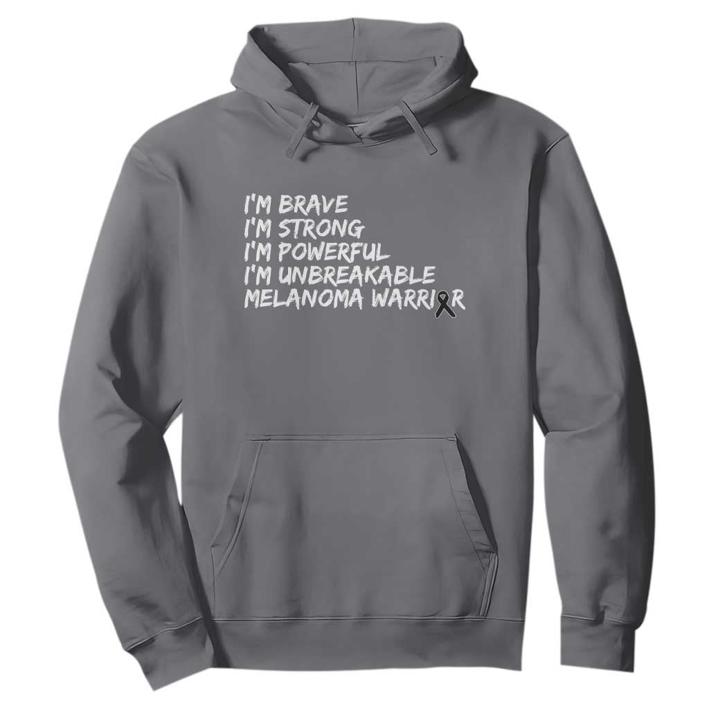 I Am Brave Strong Powerful Unbreakable Hoodie Melanoma Warrior Support TS12 Charcoal Print Your Wear