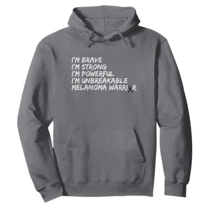 I Am Brave Strong Powerful Unbreakable Hoodie Melanoma Warrior Support TS12 Charcoal Print Your Wear