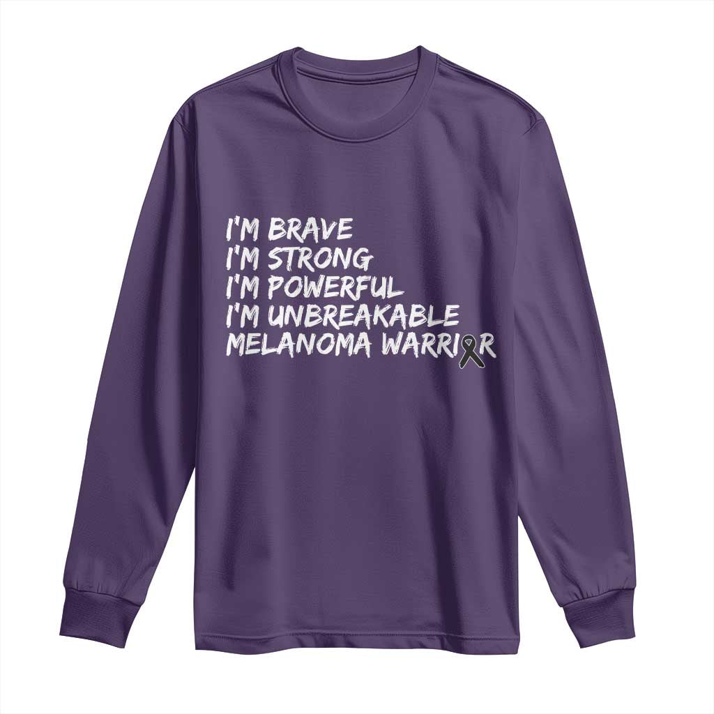 I Am Brave Strong Powerful Unbreakable Long Sleeve Shirt Melanoma Warrior Support TS12 Purple Print Your Wear