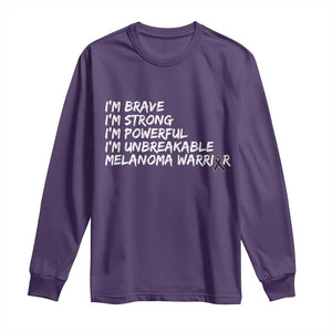 I Am Brave Strong Powerful Unbreakable Long Sleeve Shirt Melanoma Warrior Support TS12 Purple Print Your Wear