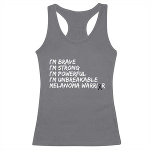 I Am Brave Strong Powerful Unbreakable Racerback Tank Top Melanoma Warrior Support TS12 Charcoal Print Your Wear