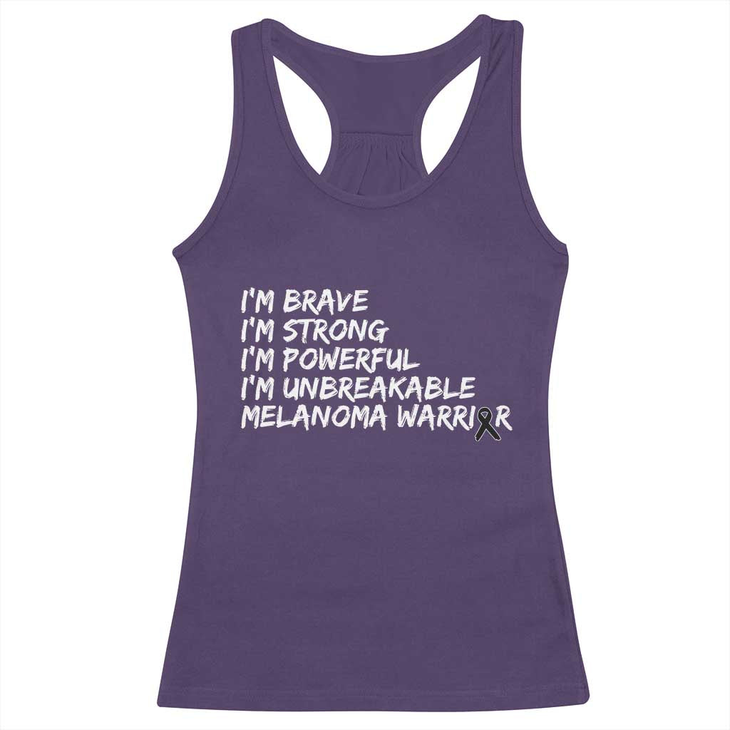 I Am Brave Strong Powerful Unbreakable Racerback Tank Top Melanoma Warrior Support TS12 Purple Print Your Wear