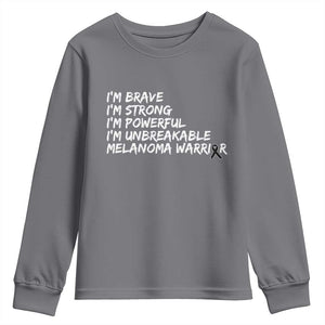 I Am Brave Strong Powerful Unbreakable Youth Sweatshirt Melanoma Warrior Support TS12 Charcoal Print Your Wear