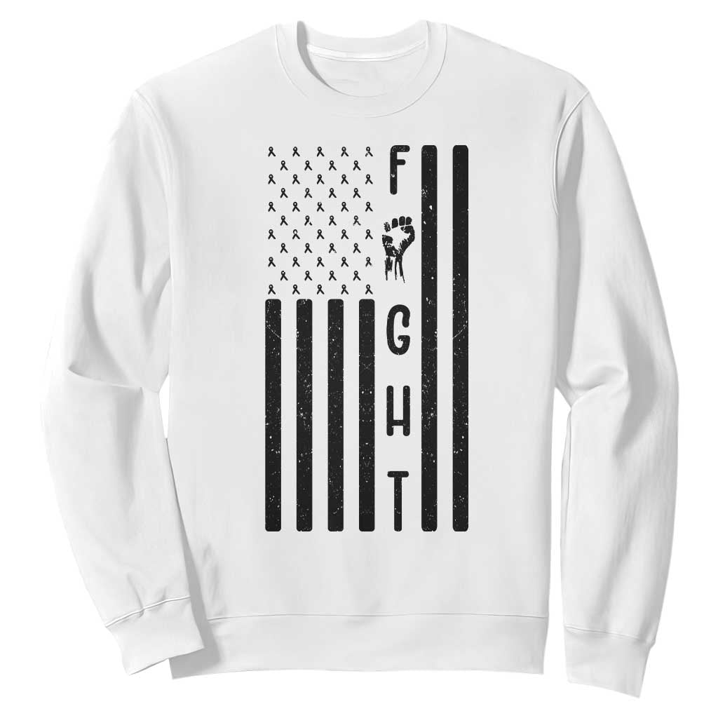 Fight Skin Cancer Melanoma Fighter USA Flag Sweatshirt TS12 White Print Your Wear