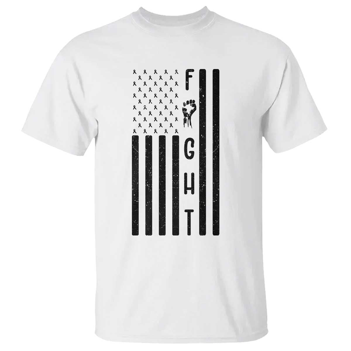 Fight Skin Cancer Melanoma Fighter USA Flag T Shirt TS12 White Print Your Wear