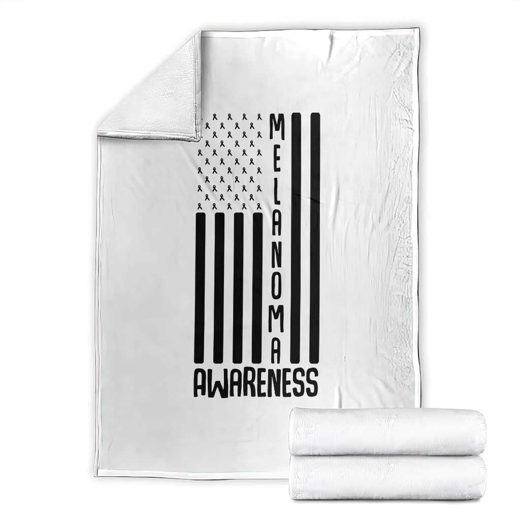 Melanoma Awareness USA Flag Throw Blanket Patriotic Cancer Warrior TS12 White Print Your Wear