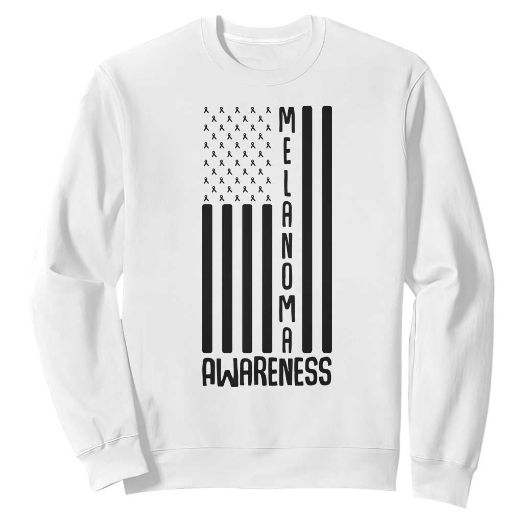 Melanoma Awareness USA Flag Sweatshirt Patriotic Cancer Warrior TS12 White Print Your Wear