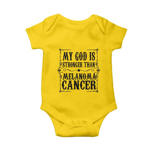My God Is Stronger Than Melanoma Baby Onesie Religious Cancer Support TS12 Daisy Print Your Wear