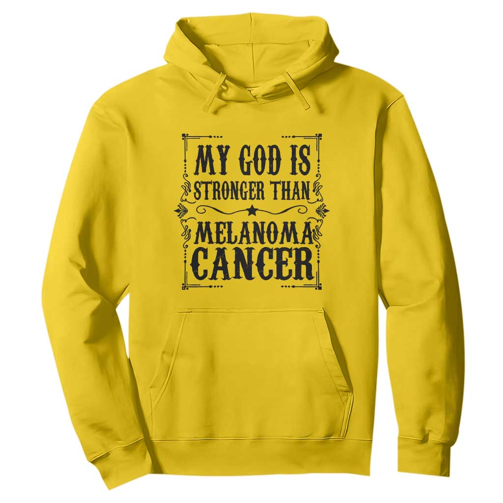 My God Is Stronger Than Melanoma Hoodie Religious Cancer Support TS12 Daisy Print Your Wear