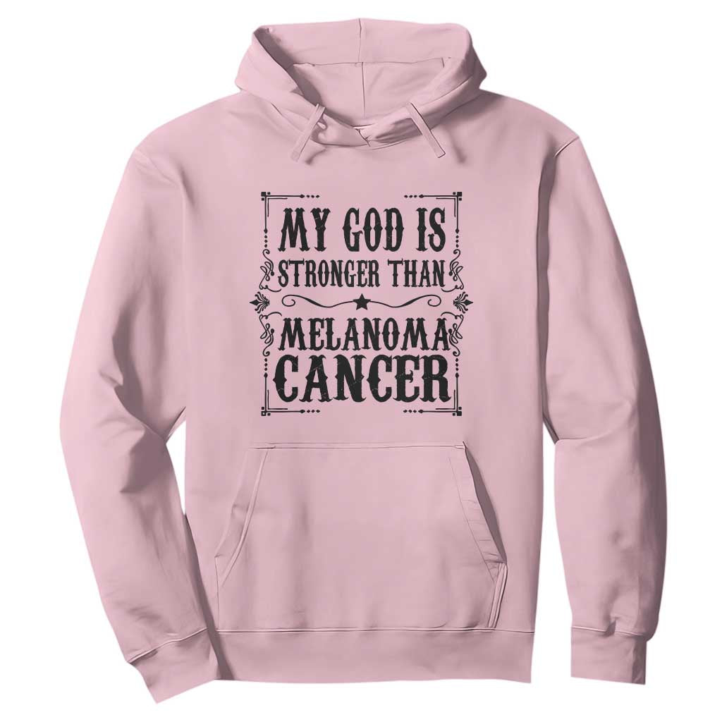 My God Is Stronger Than Melanoma Hoodie Religious Cancer Support TS12 Light Pink Print Your Wear