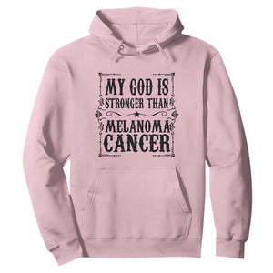 My God Is Stronger Than Melanoma Hoodie Religious Cancer Support TS12 Light Pink Print Your Wear