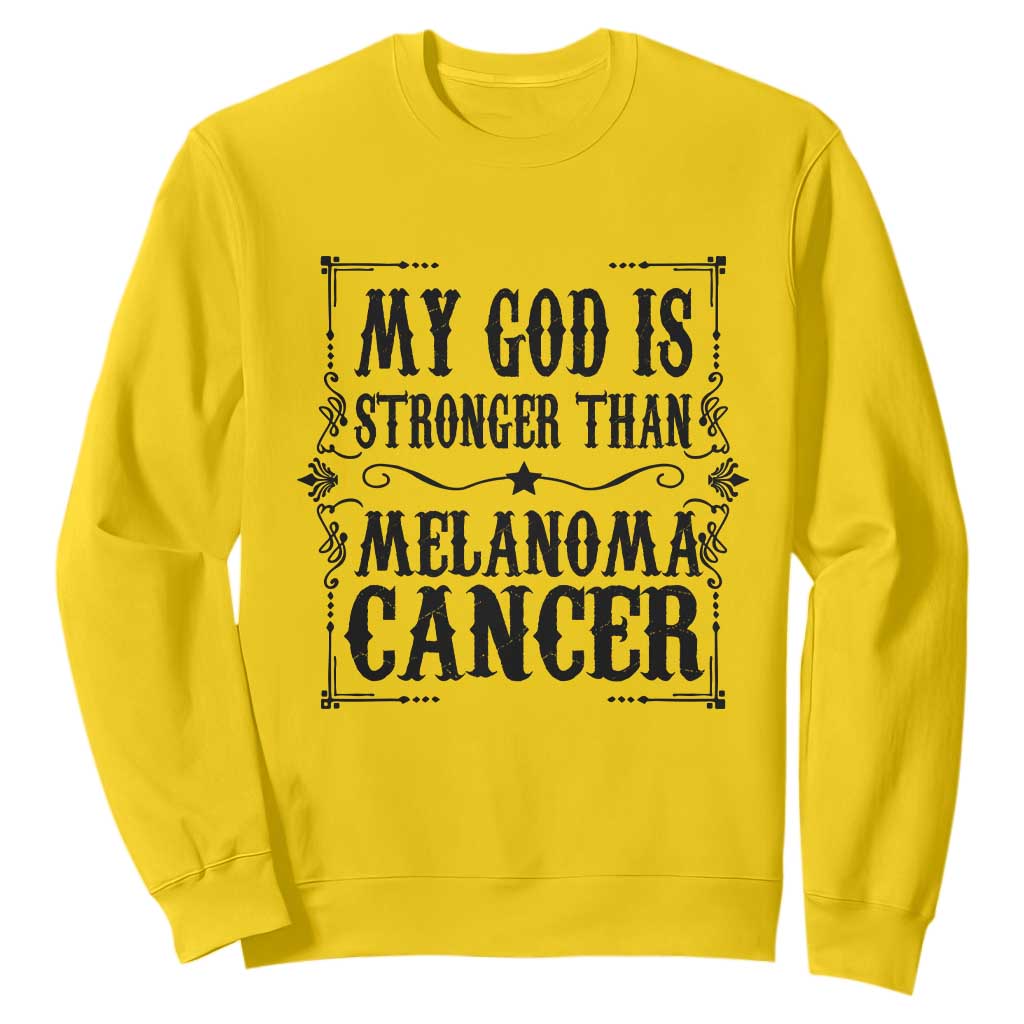My God Is Stronger Than Melanoma Sweatshirt Religious Cancer Support TS12 Daisy Print Your Wear