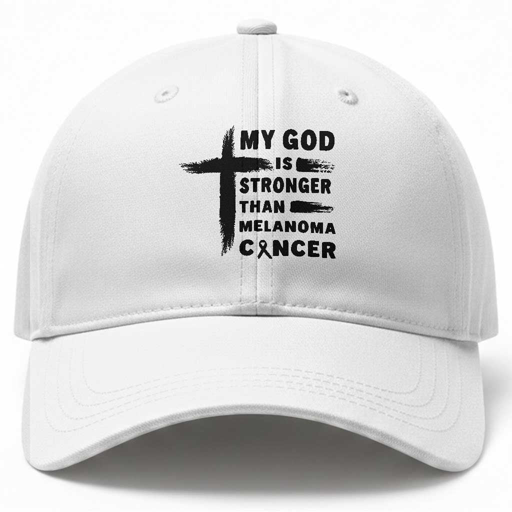 My God Is Stronger Than Melanoma Baseball Cap Christian Cancer Support TS12 Print Your Wear