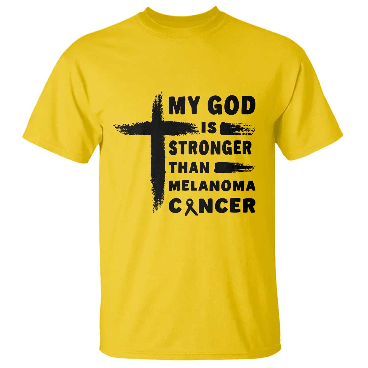 My God Is Stronger Than Melanoma T Shirt Christian Cancer Support TS12 Daisy Print Your Wear