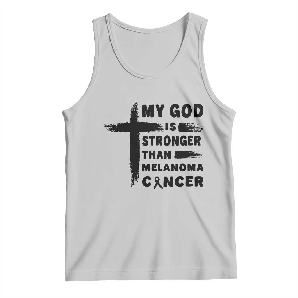 My God Is Stronger Than Melanoma Tank Top Christian Cancer Support TS12 Ash Print Your Wear