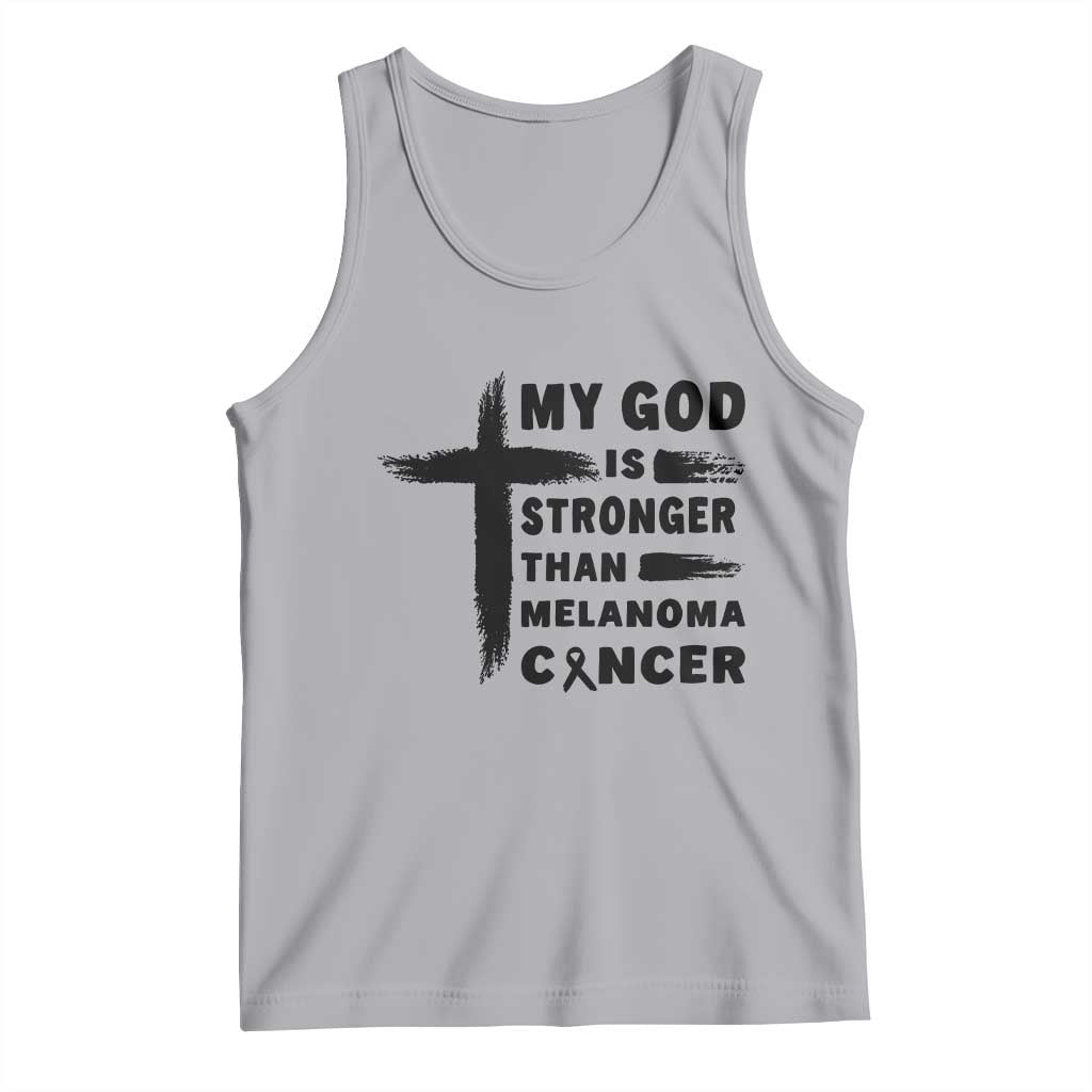 My God Is Stronger Than Melanoma Tank Top Christian Cancer Support TS12 Athletic Heather Print Your Wear