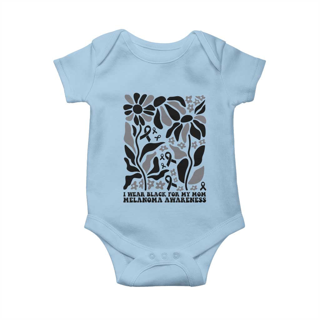 I Wear Black For My Mom Baby Onesie Melanoma Support Squad TS12 Light Blue Print Your Wear
