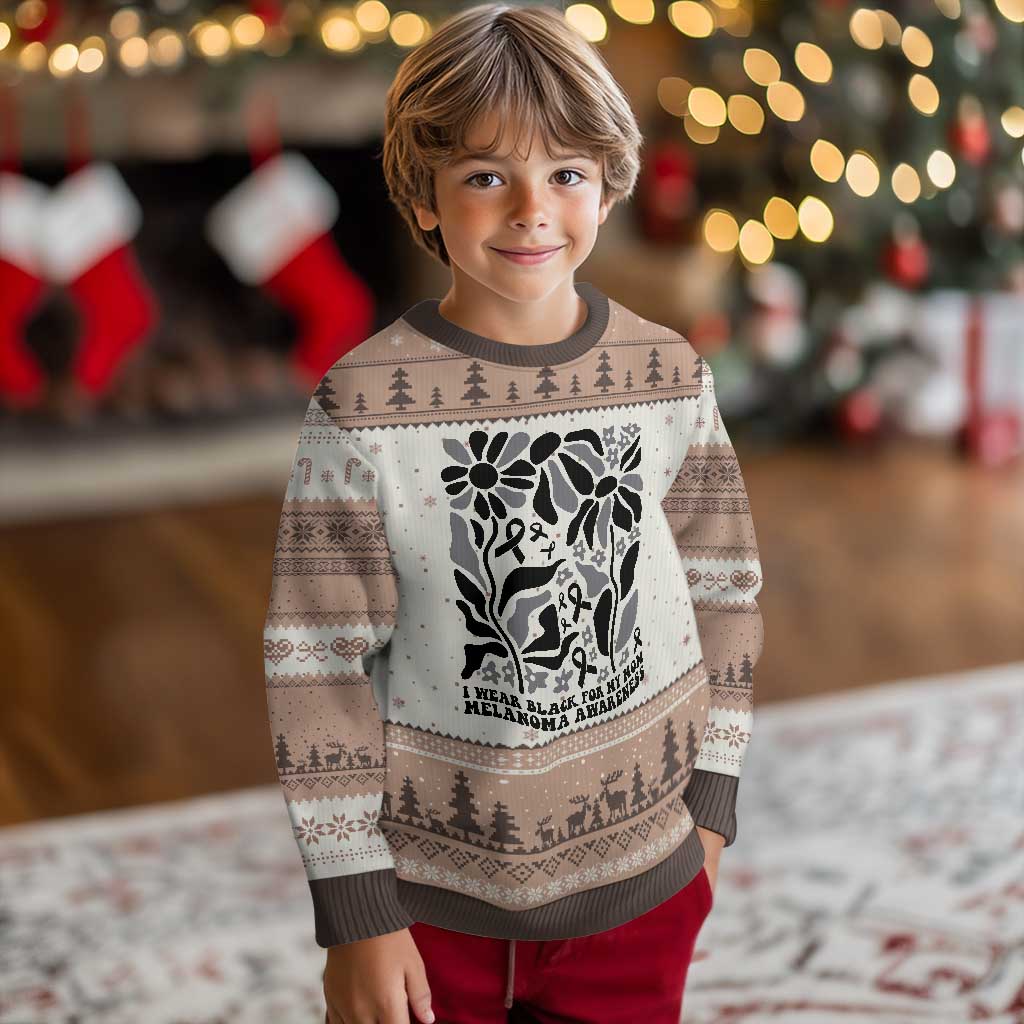 I Wear Black For My Mom Ugly Christmas Sweater Melanoma Support Squad TS12 Mocha Mousse Print Your Wear