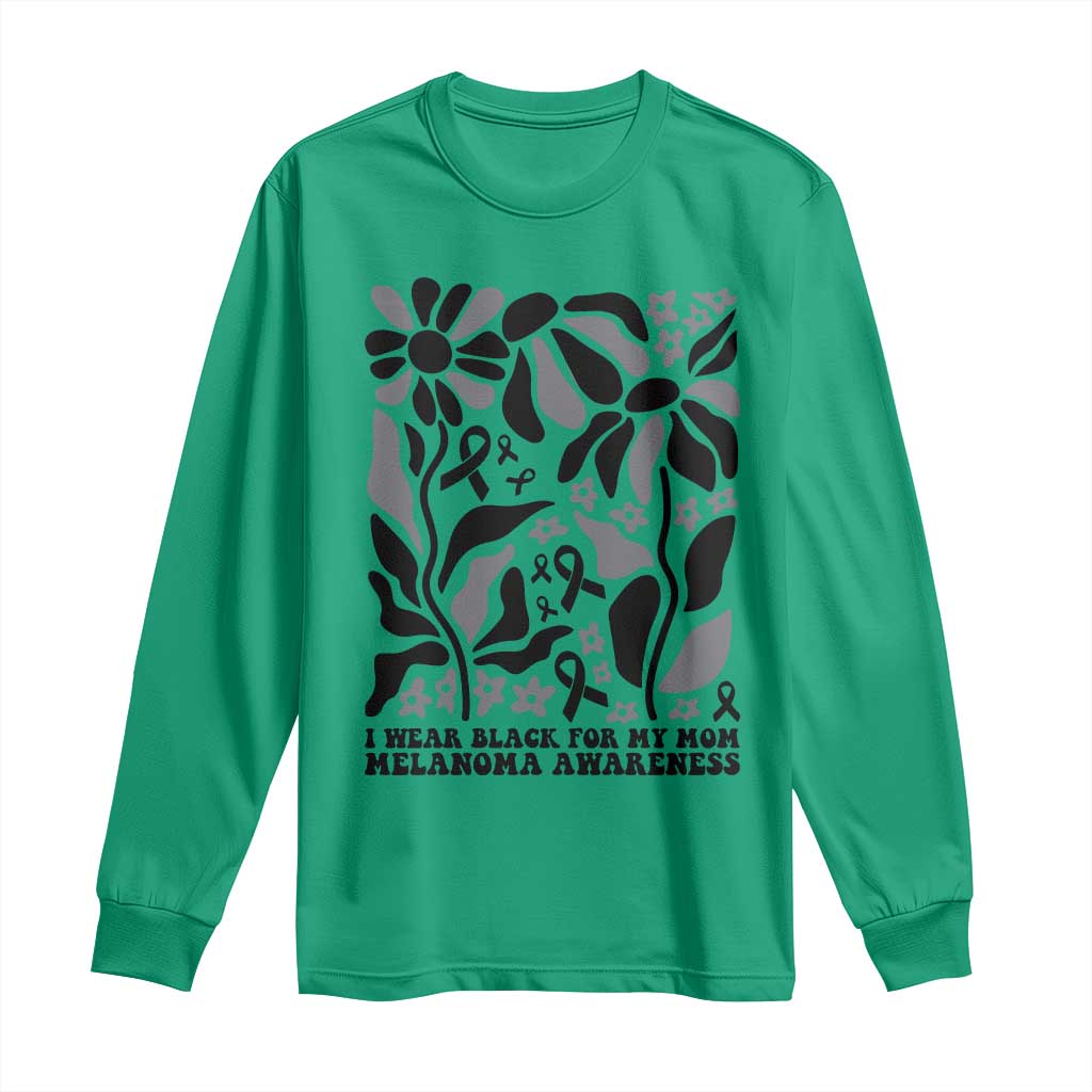 I Wear Black For My Mom Long Sleeve Shirt Melanoma Support Squad TS12 Irish Green Print Your Wear