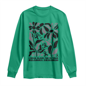 I Wear Black For My Mom Long Sleeve Shirt Melanoma Support Squad TS12 Irish Green Print Your Wear