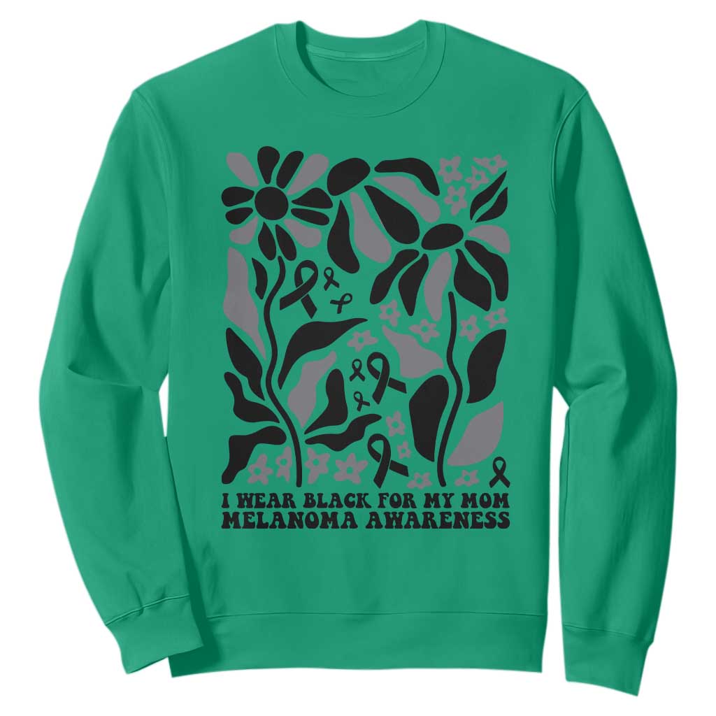 I Wear Black For My Mom Sweatshirt Melanoma Support Squad TS12 Irish Green Print Your Wear